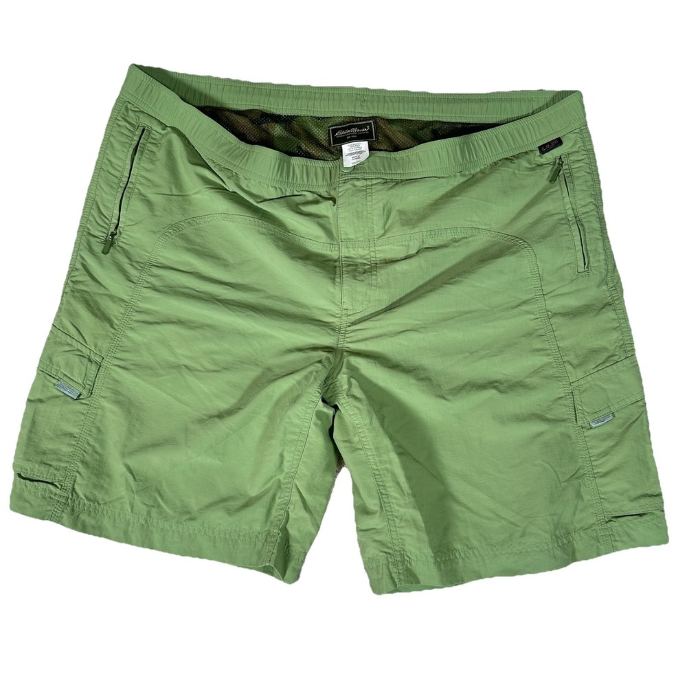 Eddie Bauer Swim Trunks Mens XXL Mesh Lined 2XL Green‎ Nylon Pockets Quick Dry